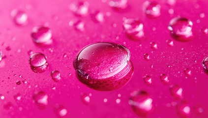 Water droplets on a pink glass surface, potential for artistic background design