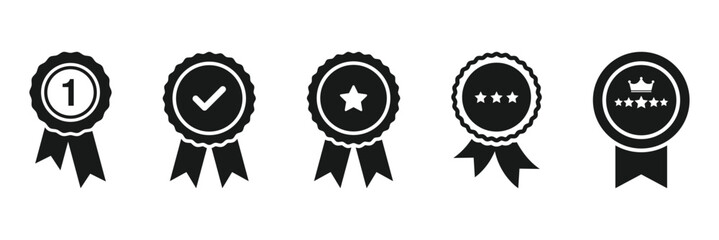 Approved or certified medal icon. Approval check symbol. Winning award, prize, medal or badge. Vector illustration. EPS 10
