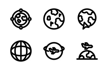 Detailed World Map Icon Set for Modern Global Navigation Symbols and International Geography Elements in Professional Visual Resources