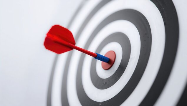 Red and blue dart arrows striking a target, focus on precision and skill in darts sport
