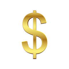Gold Dollar Sign Symbol, Shiny Metallic USD Icon for Finance, Business, Investment, Banking & Money Concepts
