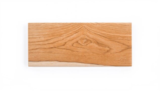 Isolated natural oak wood board on white, functional backdrop for text and layout