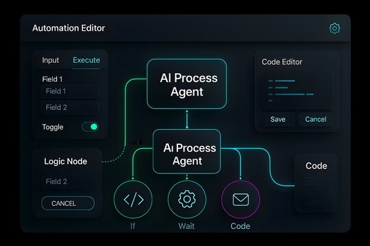 Streamlined Automation Editor: A Comprehensive Platform for Designing AI Process Agents, Enhancing Code Integration, and Optimizing Workflow Efficiency
