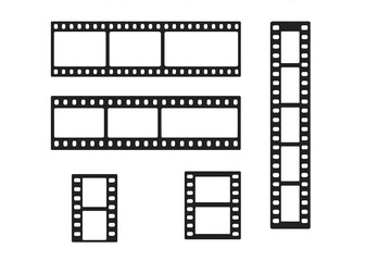 Black and white film strip frames collection for movie and photography concepts