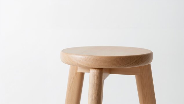 Wooden stool displayed against a white background, suitable for editorial header background