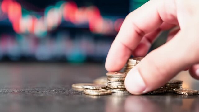 Financial investment and saving concept stacking coins