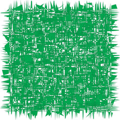 Abstract green pattern with sharp edges and a white background, creating a chaotic yet structured visual effect