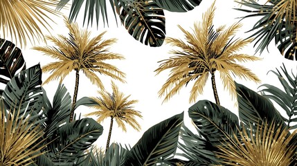 Luxury Gold and Black Tropical Plant Background