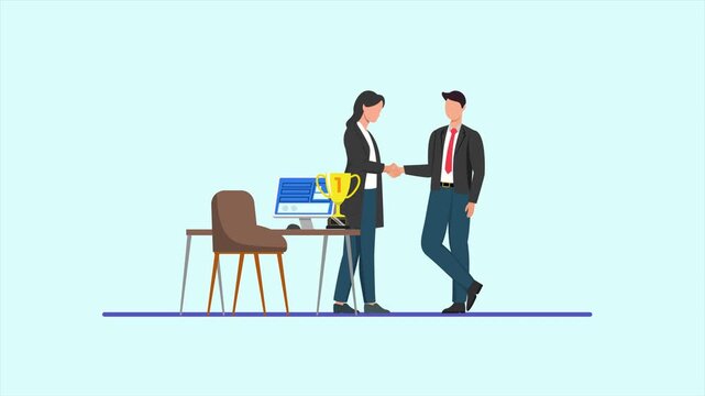 Animated video of goal client first gift. Client First concept. Full length animated illustrations. High quality 4k footage