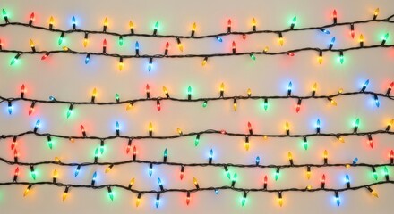 Vibrant christmas string lights glowing multicolored bulbs festive holiday background
