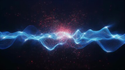 Abstract energy wave pulses and expands with digital glitch effect - Powered by Adobe