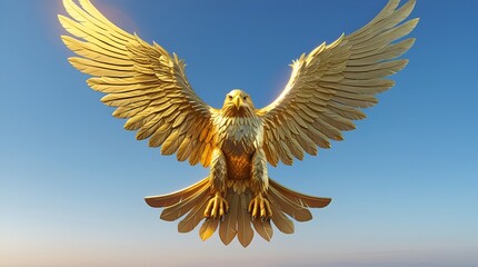 Phoenix 10 – A Majestic Golden Stylized Eagle Spreading Its Wings