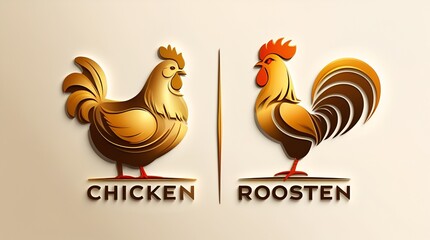 Title: Phoenix Modern Stylized Chicken and Rooster Logos in Warm Colors