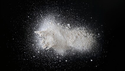 Tapioca starch flour cloud explosion, Fine white powder floating in air, Culinary ingredient for baking
