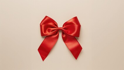 Twisted red satin ribbon, decorative bow for gift embellishment