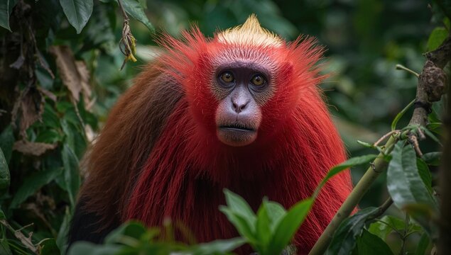 Red Uakari Monkey, a unique primate species, facing habitat loss