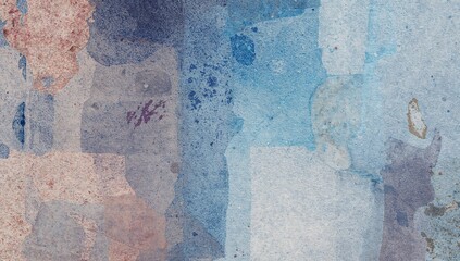 Abstract art illustration featuring textured watercolor paper, blending brush strokes and grunge elements, a striking graphic for a brochure