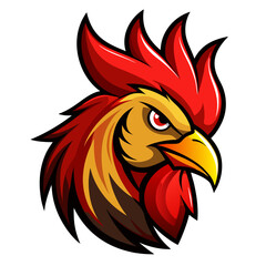 Cartoon rooster head with an angry expression