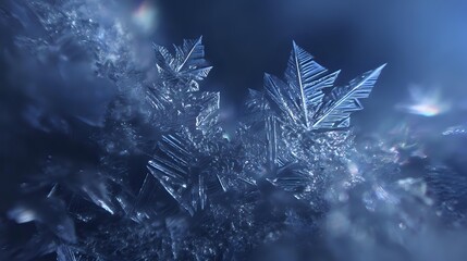 Close-up of ice crystals a macro shot of frost formations showcasing winters intricate beauty