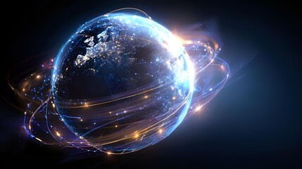 Global network connections abstract technology background showing data streams and communication for global business and digital transformation co