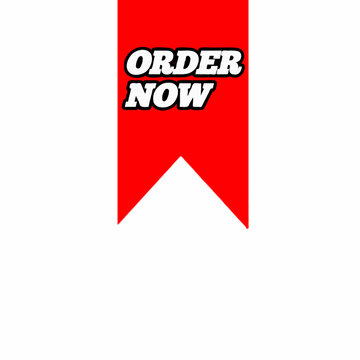 A red banner with the words order now in white with black outline displayed prominently at the top