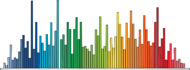 Spectrum of Colors A Vibrant and Detailed Visualization of Rainbow Hues in Varying Heights