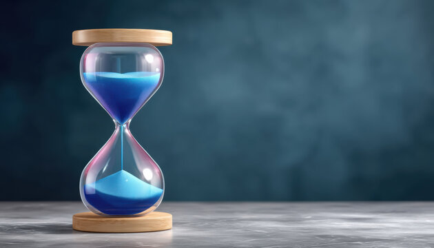 E commerc hourglass time concept blue sand countdown patience