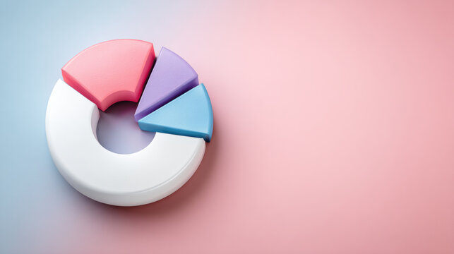 Pastel 3D donut chart e commerc data visualization with modern pie segments soft lighting