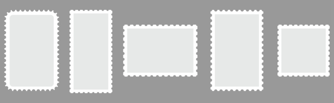postage, stamp, border, frame, blank, vintage, postcard, template, design, paper, letter, card, vector, empty, post, postal, envelope, set, background, edge, mail, sticker, collection, perforated, ico