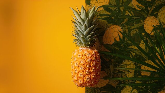 Pineapple texture, vibrant yellow skin, ideal for UI backdrop
