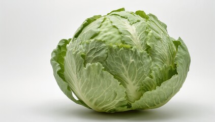 Fototapeta premium Cabbage displayed on a plain background, fiber-dense choice