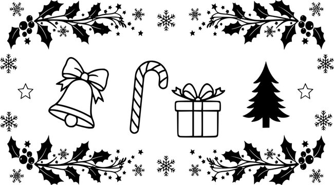 christmas simple background vector black and white