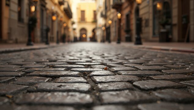 Cobblestone street texture for urban settings, enhancing visual appeal