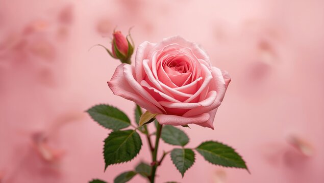 Pink garden rose with open petals, ideal for floral design and love-themed occasions