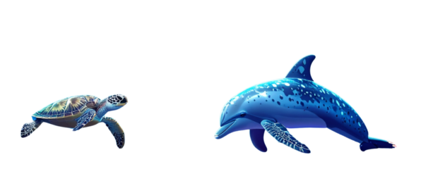 PNG Underwater Harmony Scene – Coral Reef, Spotted Dolphin & Turtle Ensemble