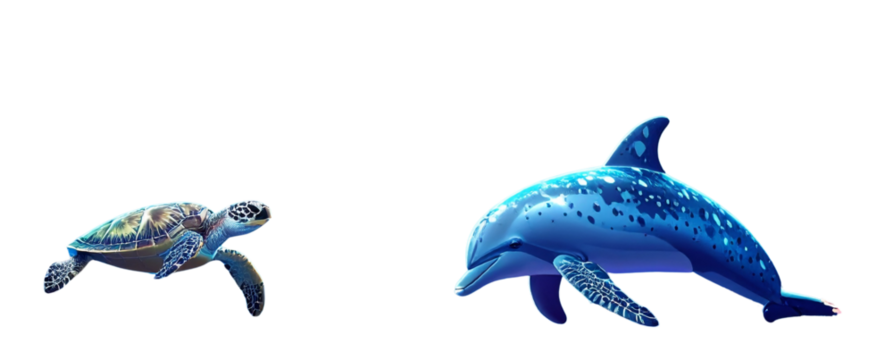 PNG Underwater Harmony Scene – Coral Reef, Spotted Dolphin & Turtle Ensemble