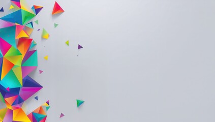 Triangular low poly A4 geometric abstract design, vibrant triangles on a light backdrop, suitable for modern business presentations