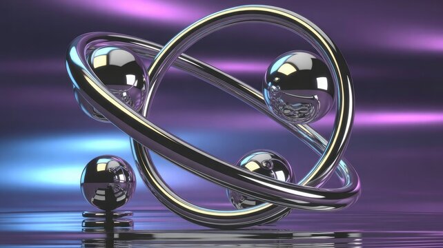 Sleek chrome spheres orbit in a mesmerizing dance of modern technology and design