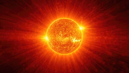 Solar explosion with golden light, showcasing energy flow and movement, suitable for editorial backgrounds