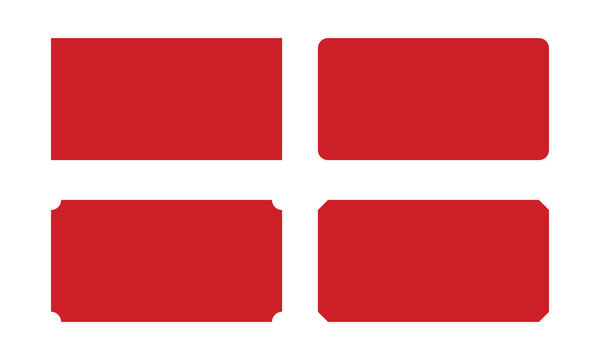 Red Rectangle Shape Corner Cut Icons