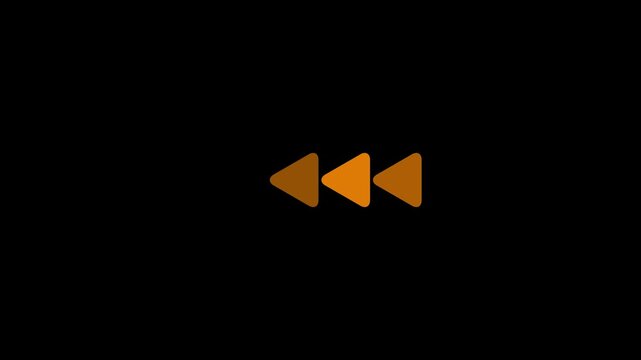 Four orange rewind arrows on a black background previous play