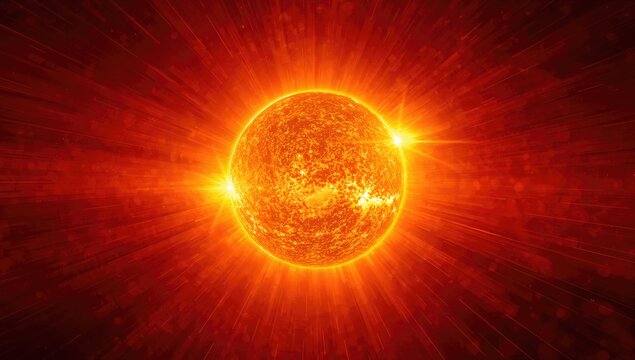 Solar explosion with golden light, showcasing energy flow and movement, suitable for editorial backgrounds