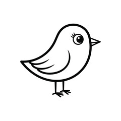Simple outline cartoon bird drawing for kids and coloring pages Vector