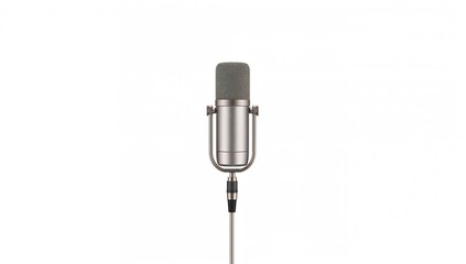 Obraz premium A studio condenser microphone on a white background, emphasizing sound quality and clarity