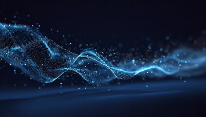 Abstract blue digital wave background with glowing particles for technology science and futuristic concepts and presentations