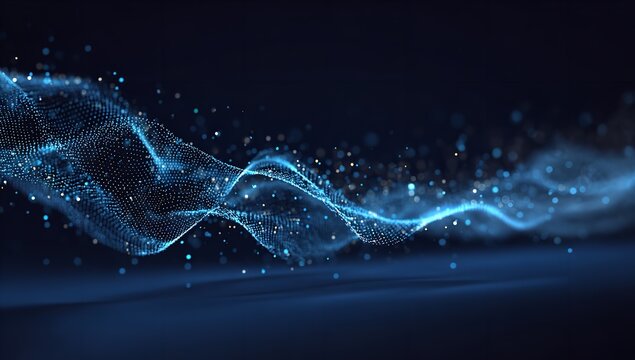 Abstract blue digital wave background with glowing particles for technology science and futuristic concepts and presentations