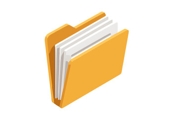 Stylized orange folder containing white papers symbolizing data storage and archiving