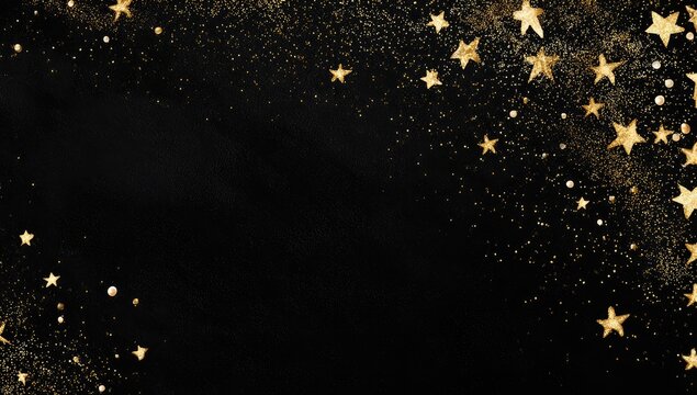Dark Background with Golden Stars Festive Design.
