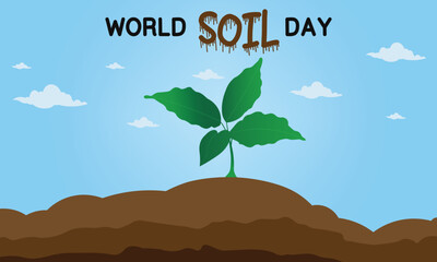 World soil day special illustration. A tree growing on cracked earth for world day to combat desertification and drought