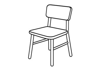 Minimalist black and white outline of a simple wooden chair with a backrest and four legs